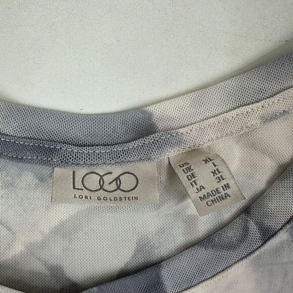 LOGO Lori Goldstein Mesh Button Shirt Cardigan Watercolor Nylon Blend Stretch L - Picture 5 of 11